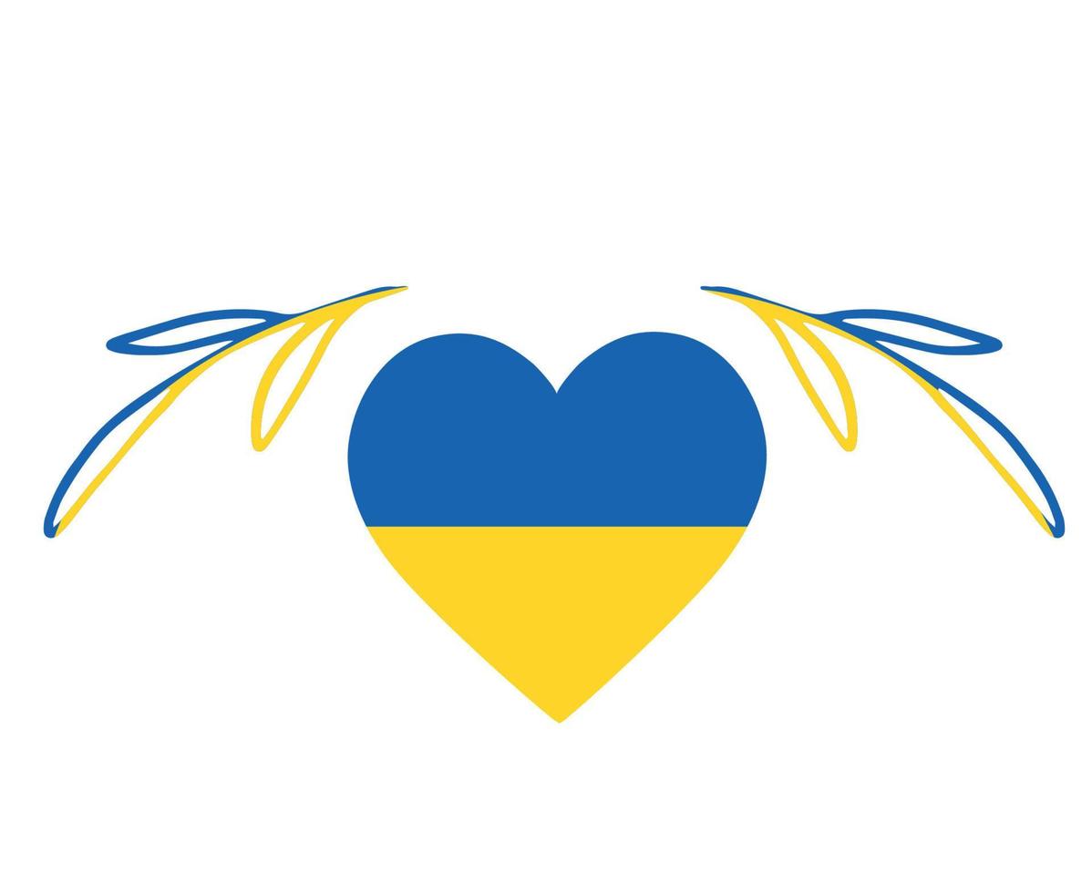 ucrânia coração símbolo bandeira emblema nacional europa abstrato ilustração vetorial design vetor
