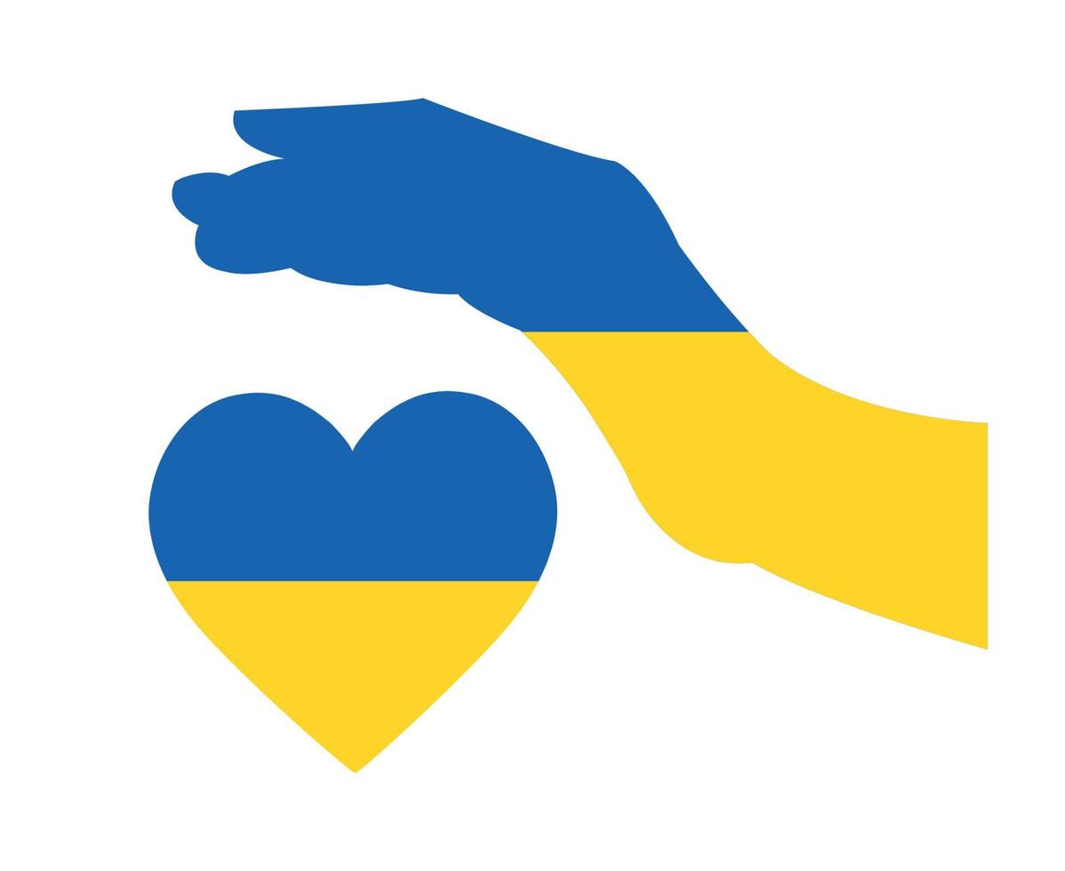 mão e ucrânia emblema bandeira coração europa nacional mapa símbolo abstrato vector design