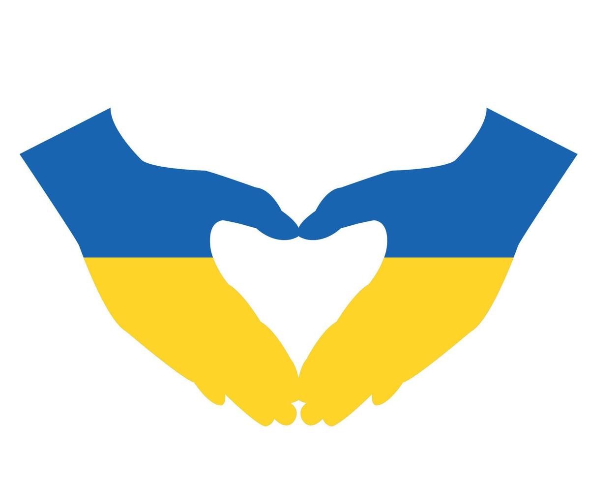 ucrânia emblema bandeira mapa nacional da europa com símbolo de mão ilustração vetorial abstrato vetor