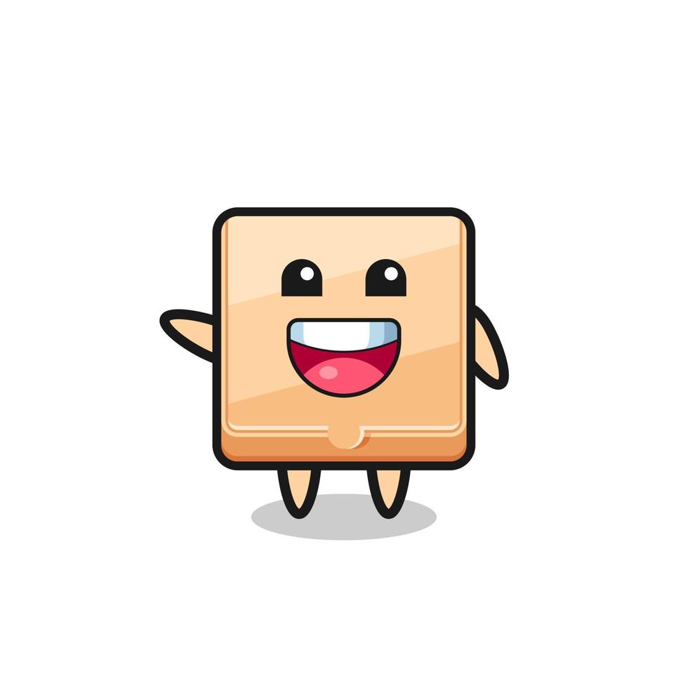 personagem de mascote bonito de caixa de pizza feliz vetor