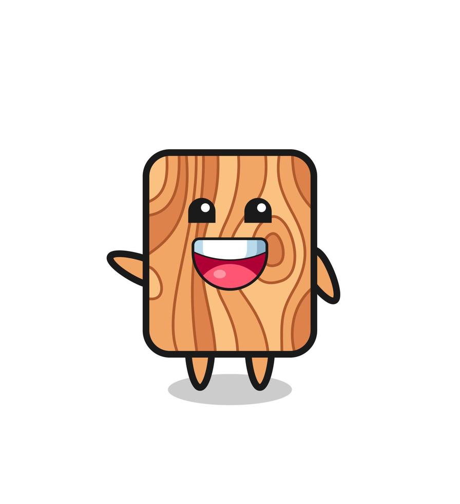 personagem de mascote bonito de madeira de prancha feliz vetor