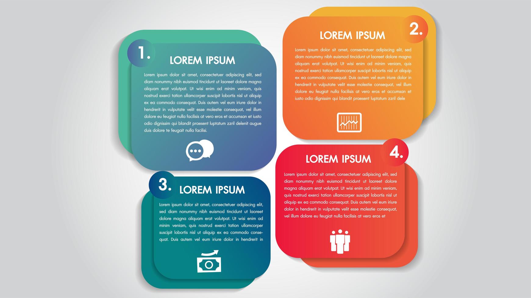 Modelo de design de opções de 4 etapas de infográficos de negócios vetor