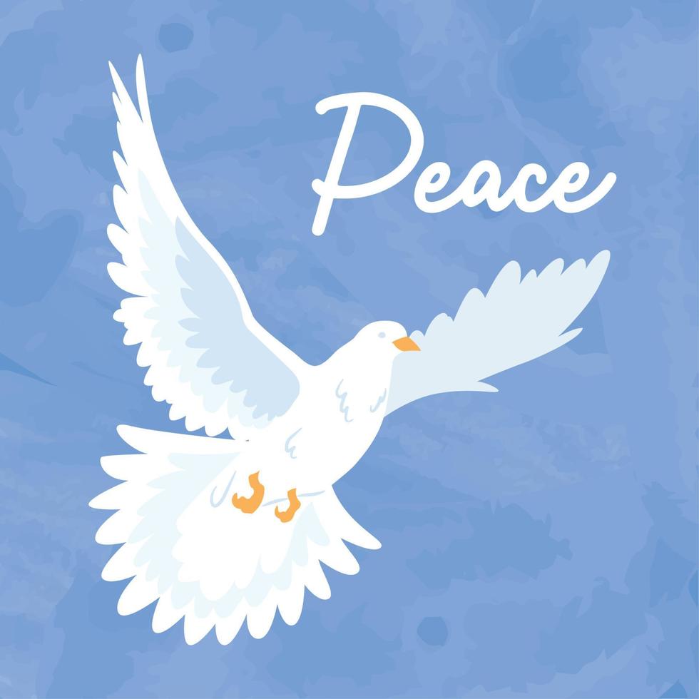 vetor de conceito de fundo de paz azul de pombo branco voador