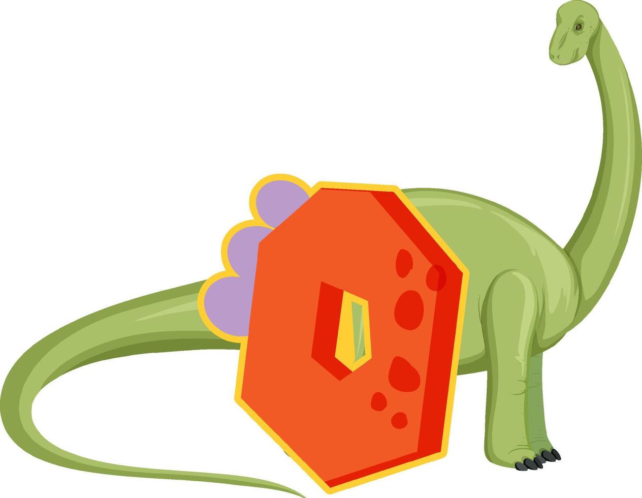um dinossauro com desenho animado número zero vetor