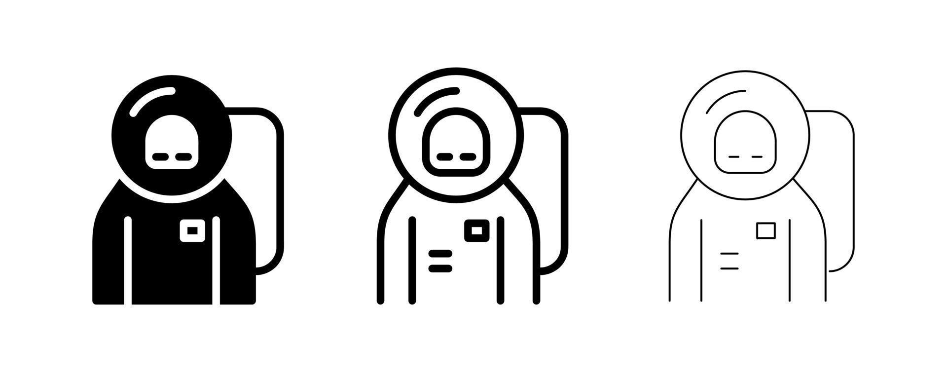 vetor de traje de astronauta. este símbolo, capacete de astronauta e logotipo de terno, web e design de aplicativos. linha editável. ícone de espaço, sinal de espaço, vetor de linha de símbolo.
