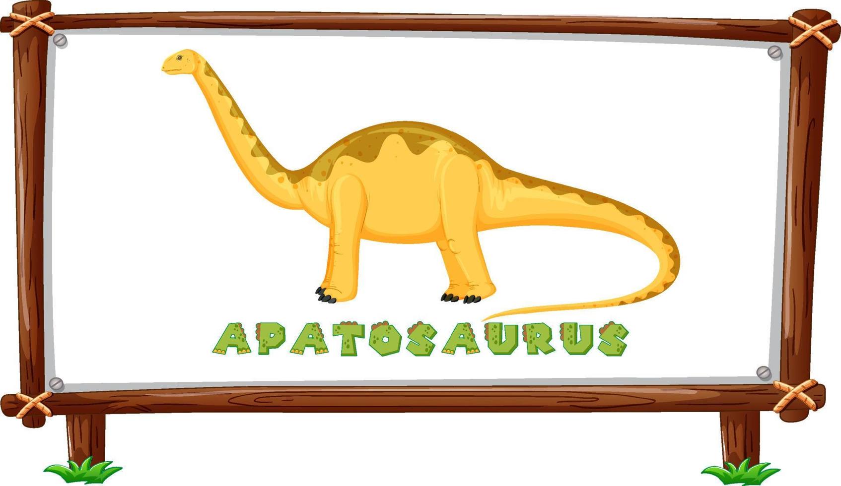 modelo de quadro com dinossauros e design de apatossauro de texto dentro vetor