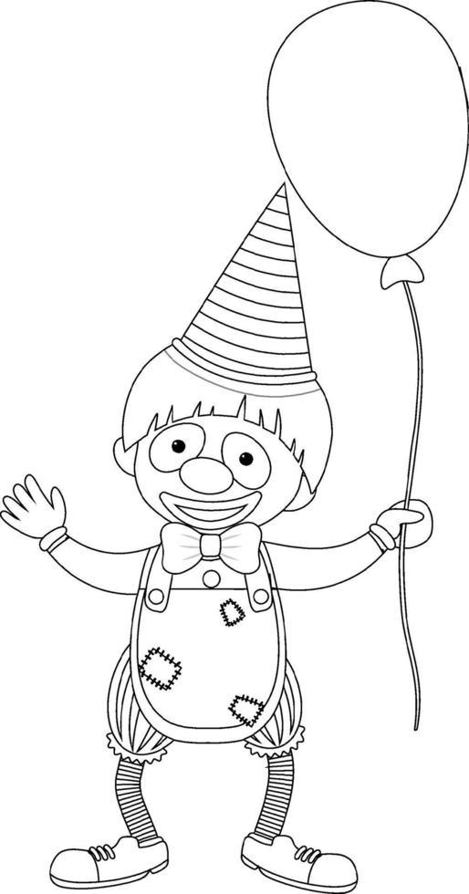 esboço de doodle de palhaço para colorir vetor