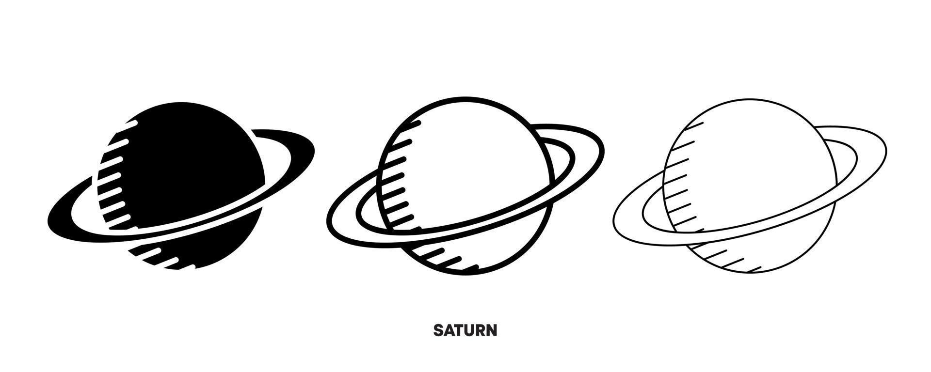 vetor de ícone do planeta Saturno. signo simples do planeta saturno em estilo de design moderno e arte de logotipo para site e aplicativo móvel. desenho editável e silhueta em um.