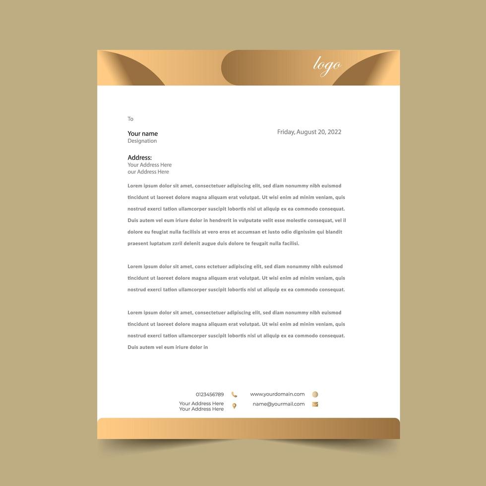 Modelo de Design de almofada de papel timbrado dourado vetor