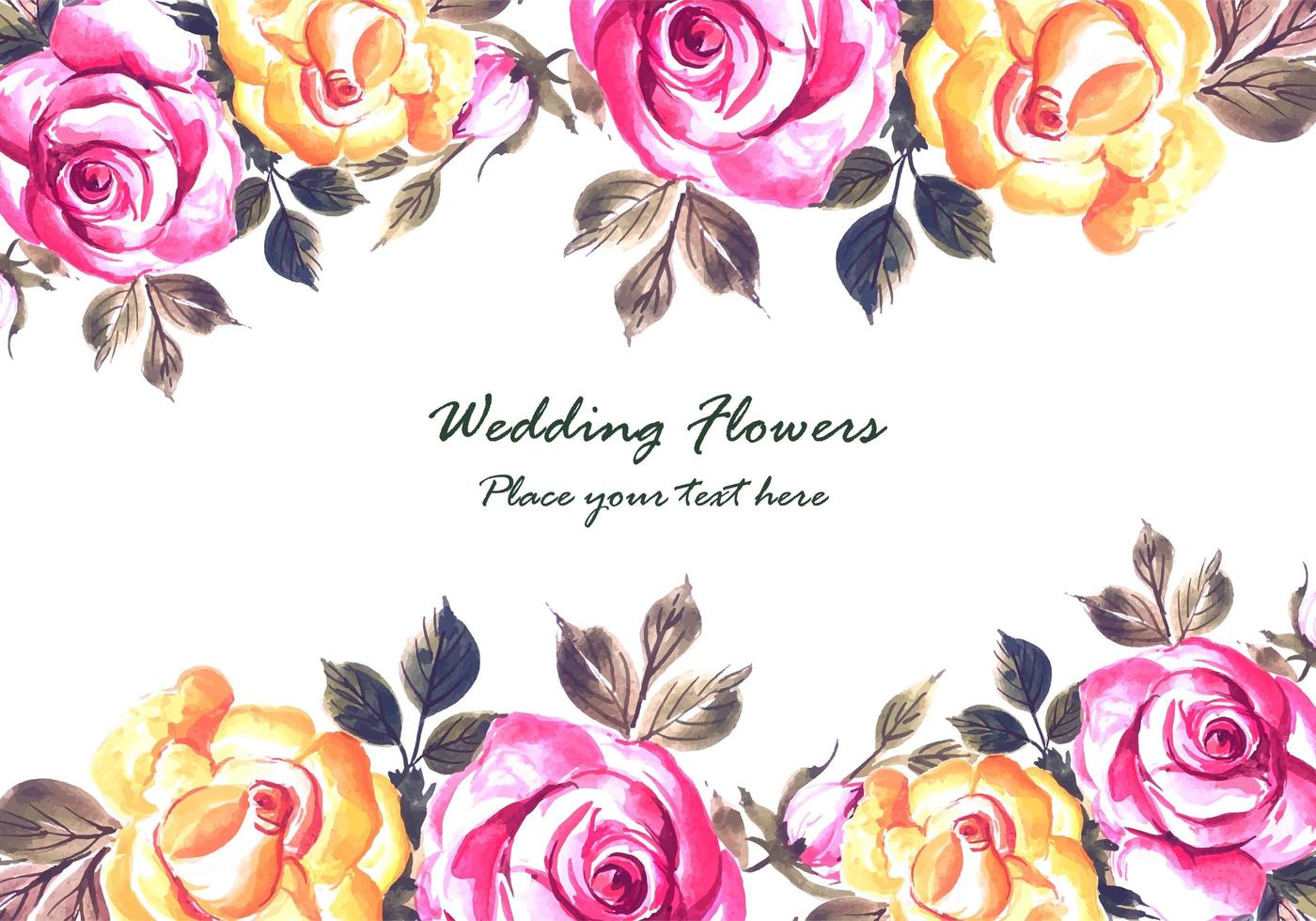Fundo de cartão de flores coloridas de casamento romântico vetor