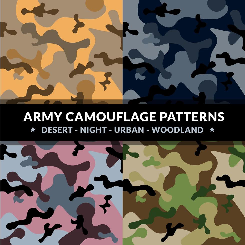 conjunto de padrão de camuflagem do exército vetor