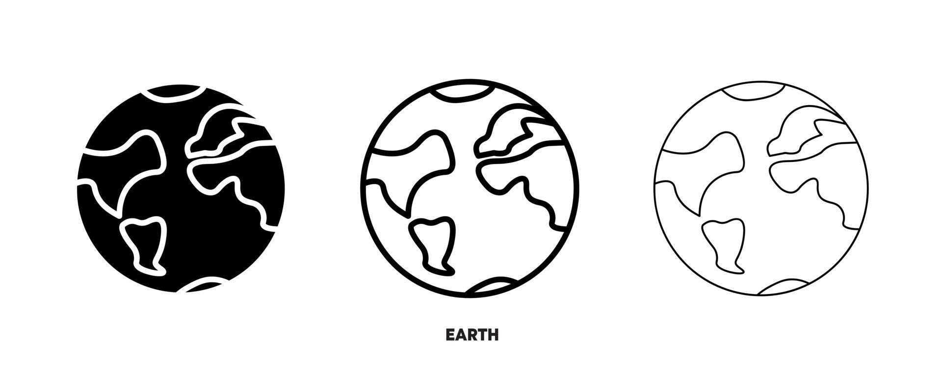 vetor de ícone do planeta terra. sinal simples do planeta Terra no estilo de design moderno e arte do logotipo para site e aplicativo móvel. desenho editável e silhueta em um.