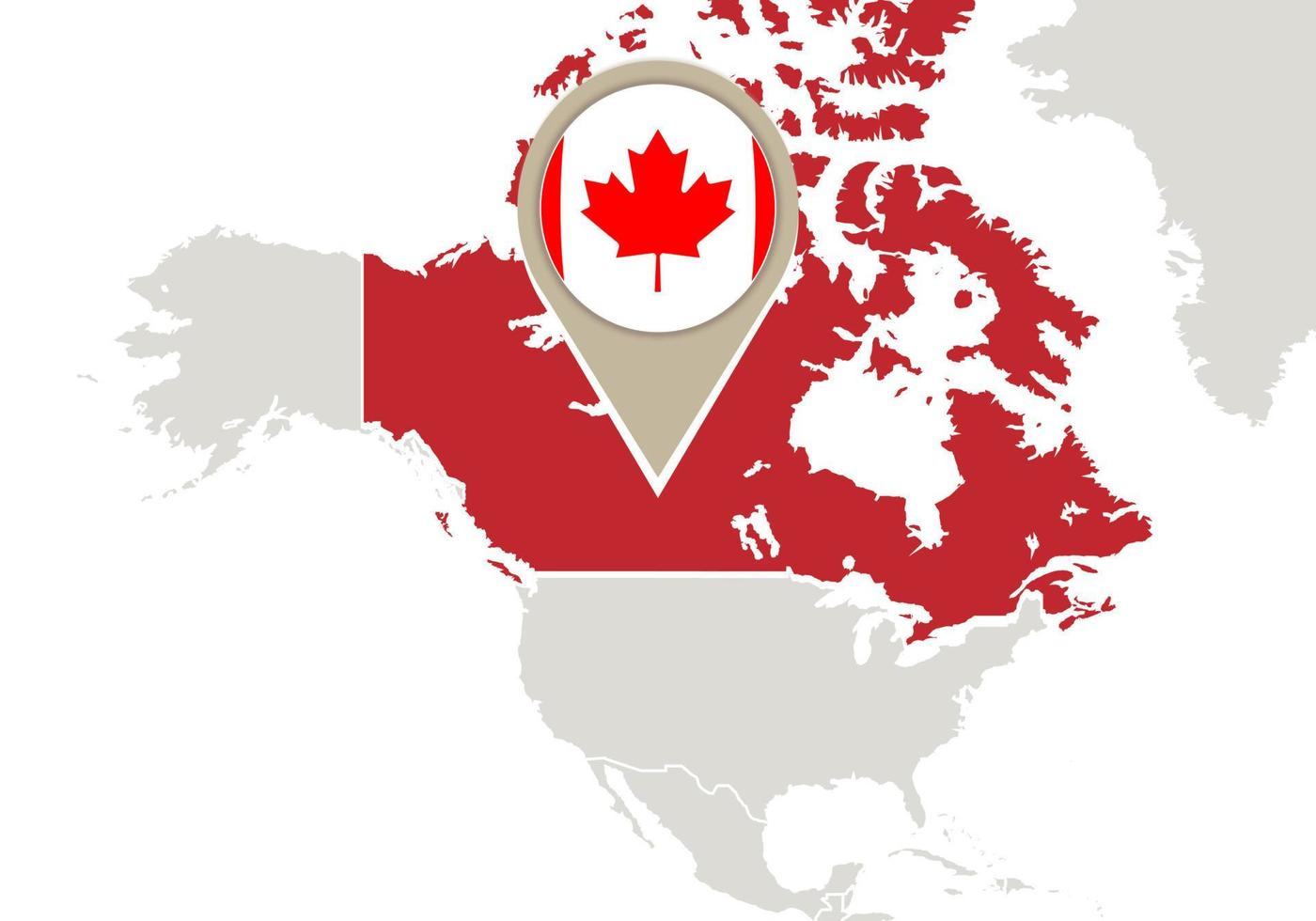 Canadá no mapa do mundo vetor