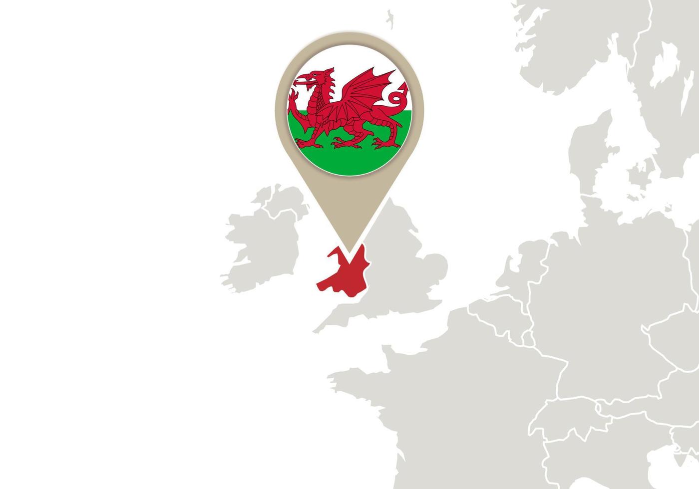 País de Gales no mapa da Europa vetor