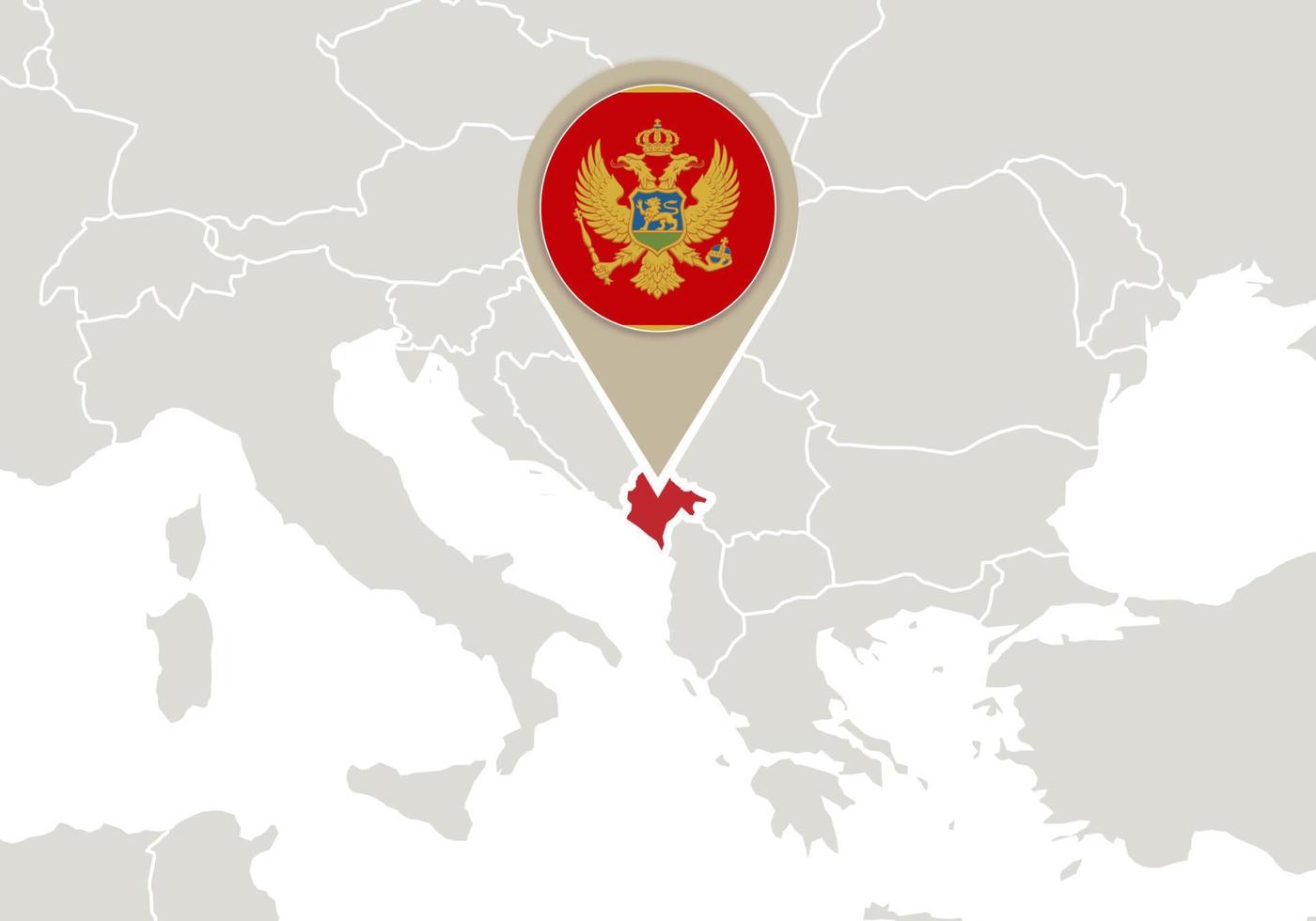 montenegro no mapa da europa vetor