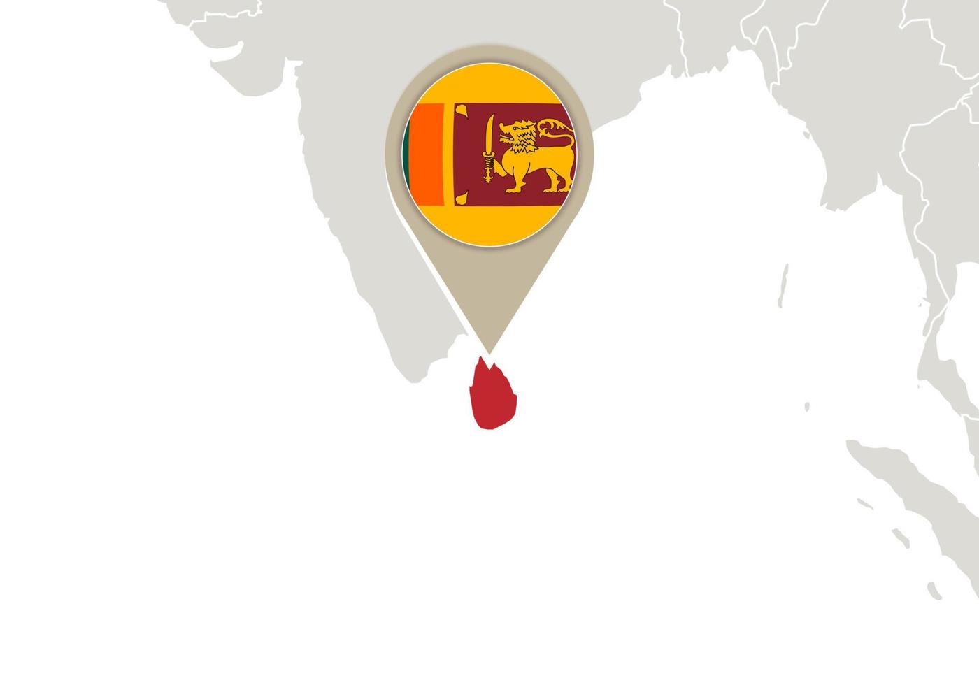 Sri Lanka no mapa do mundo vetor