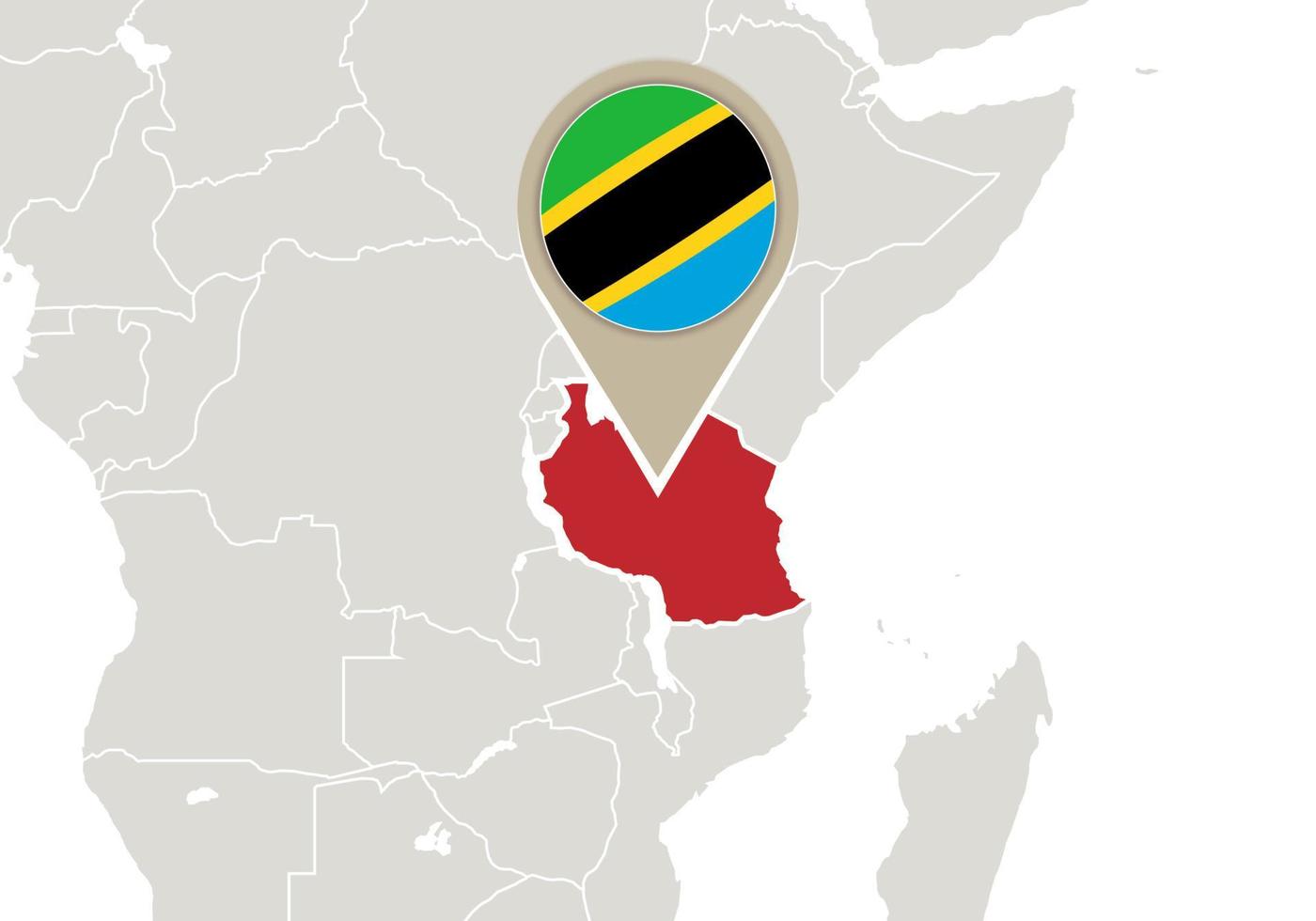 Tanzânia no mapa do mundo vetor