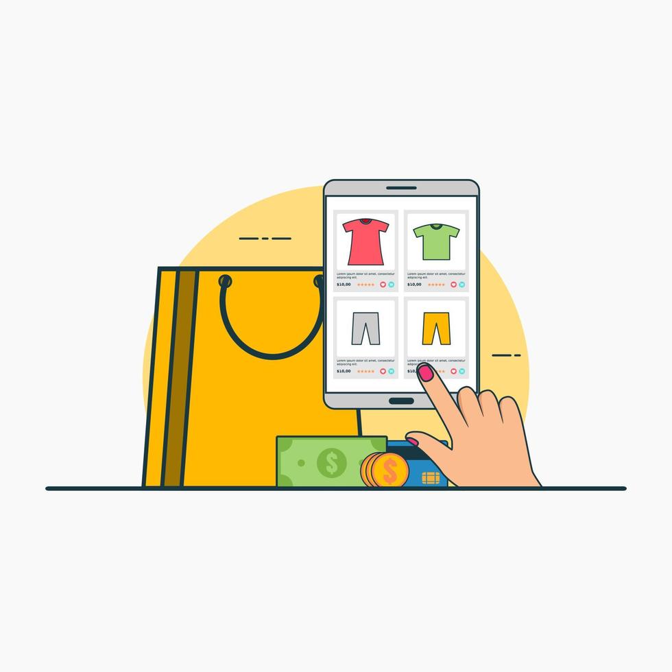 ilustração para comprar roupas infantis online com conceito de smartphone. vetor de design com estilo simples