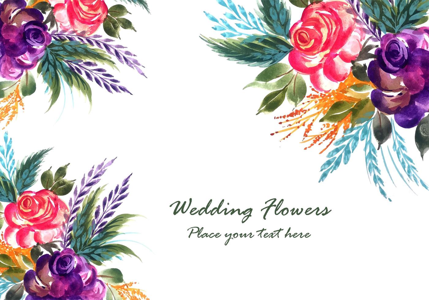 Fundo de cartão de flores de casamento romântico vetor