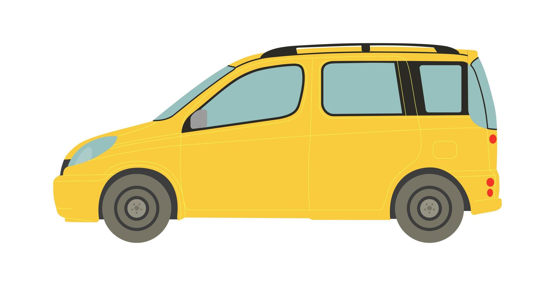 minivan de passageiros amarelo em um fundo branco - vetor