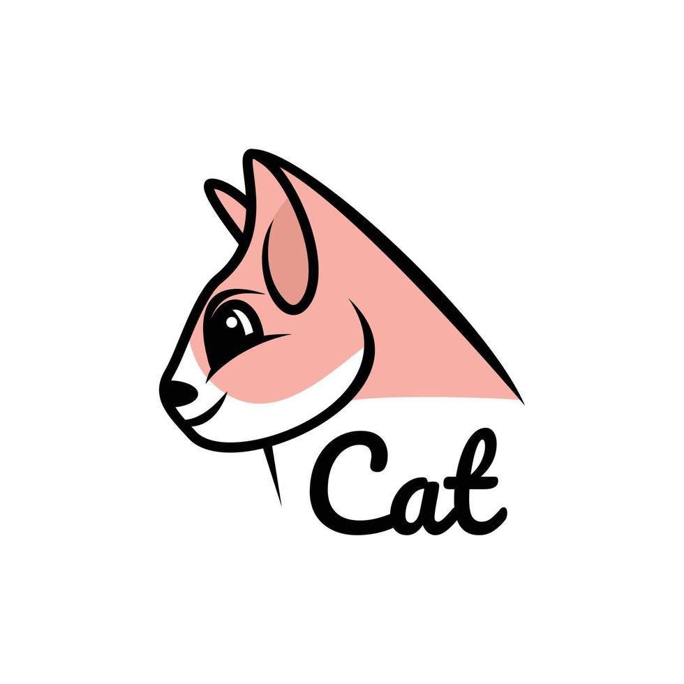 logotipo de cabeça de gato bonito vista lateral premium vetor