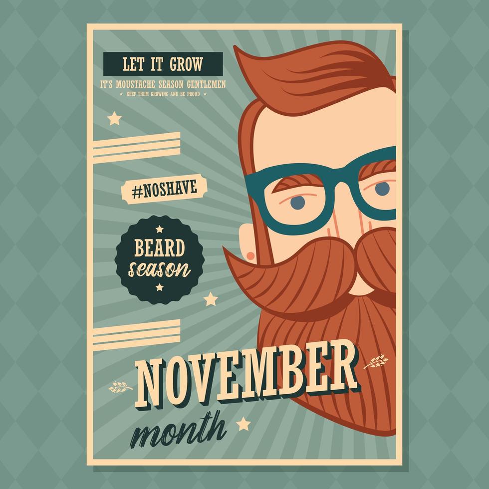 Design de cartaz de novembro sem barba vetor
