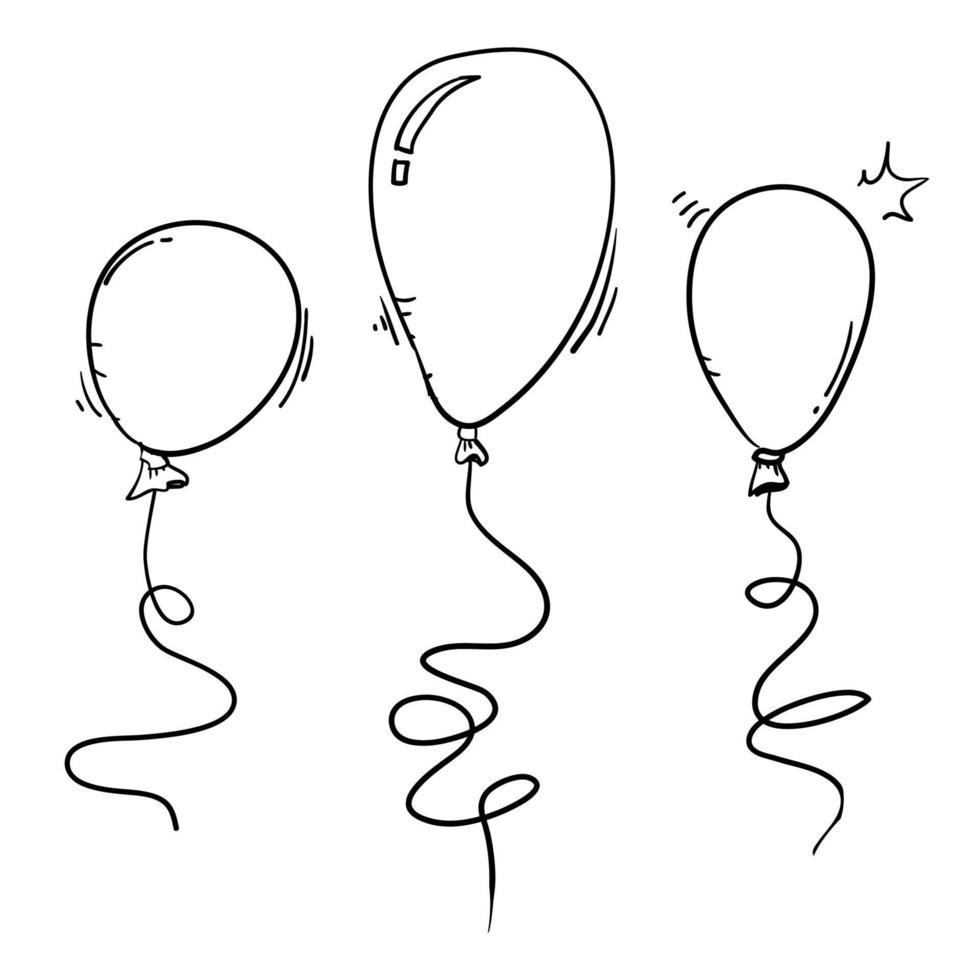 doodle ilustração de balão estilo cartoon desenhado à mão vetor