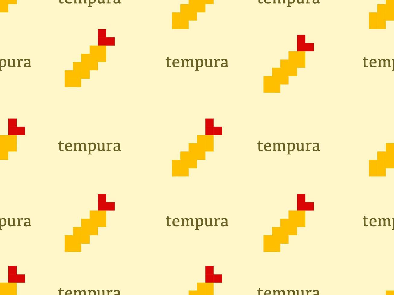 padrão perfeito de personagem de desenho animado de tempura no estilo de fundo amarelo.pixel vetor