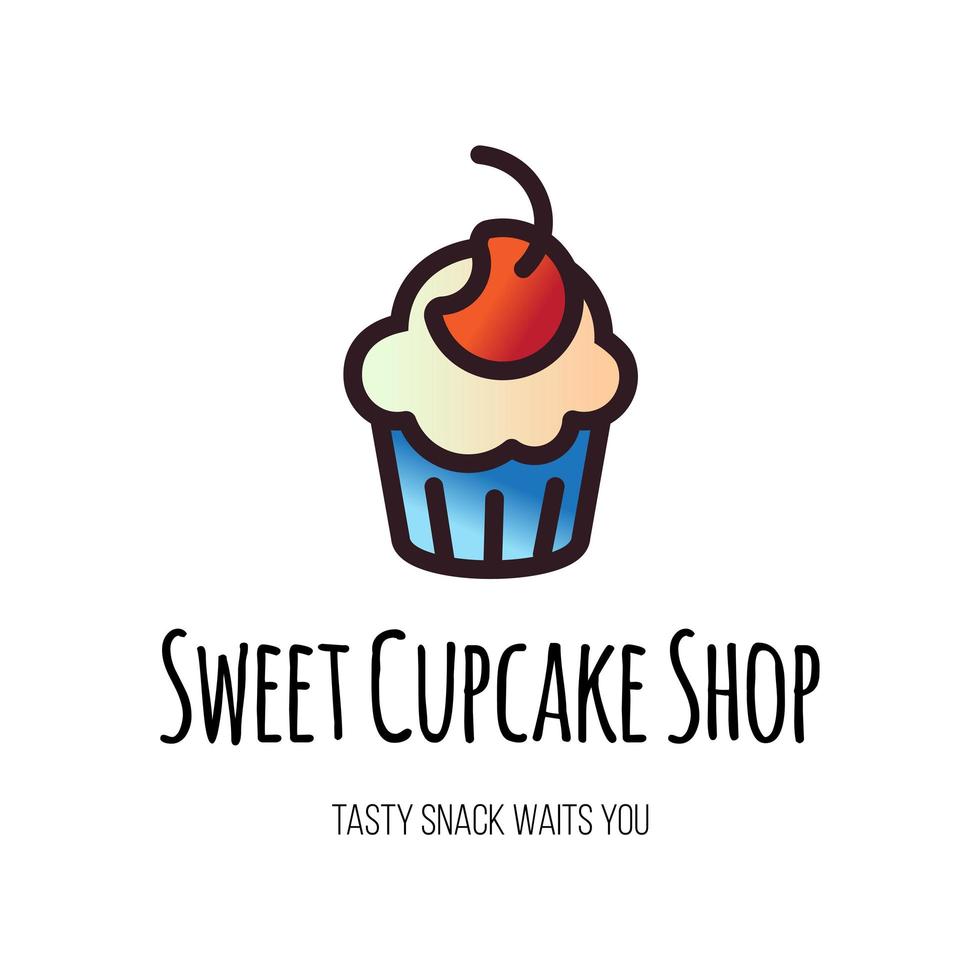 design de logotipo de vetor plana de loja de cupcake doce