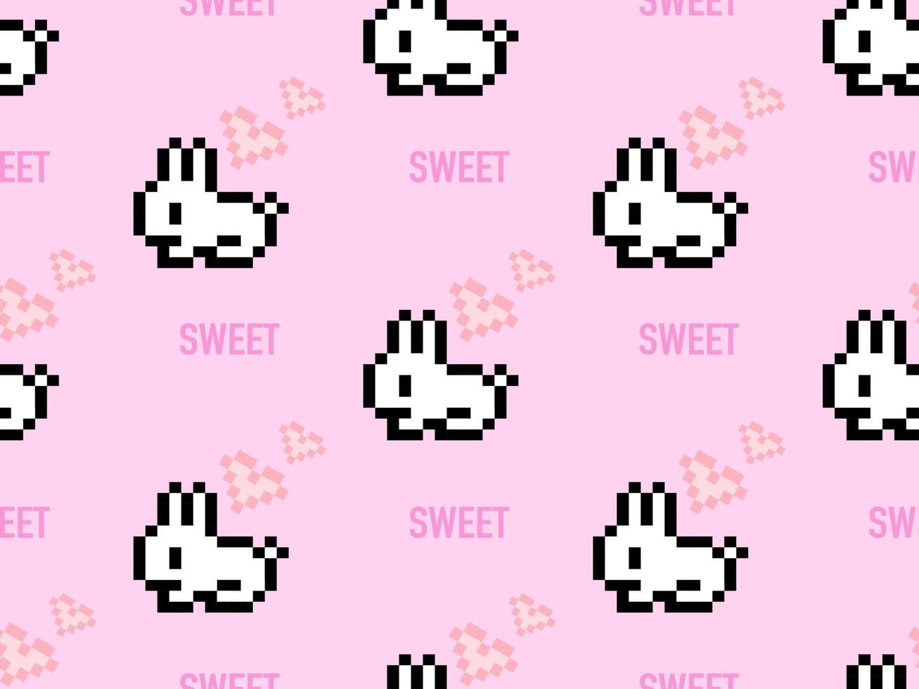 padrão sem emenda de personagem de desenho animado de coelho no fundo rosa. estilo de pixel vetor