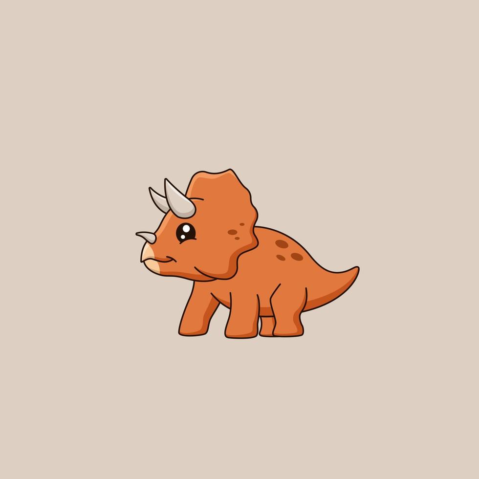 desenho animado bonito de triceratops. dinossauro fofo. ilustração vetorial vetor