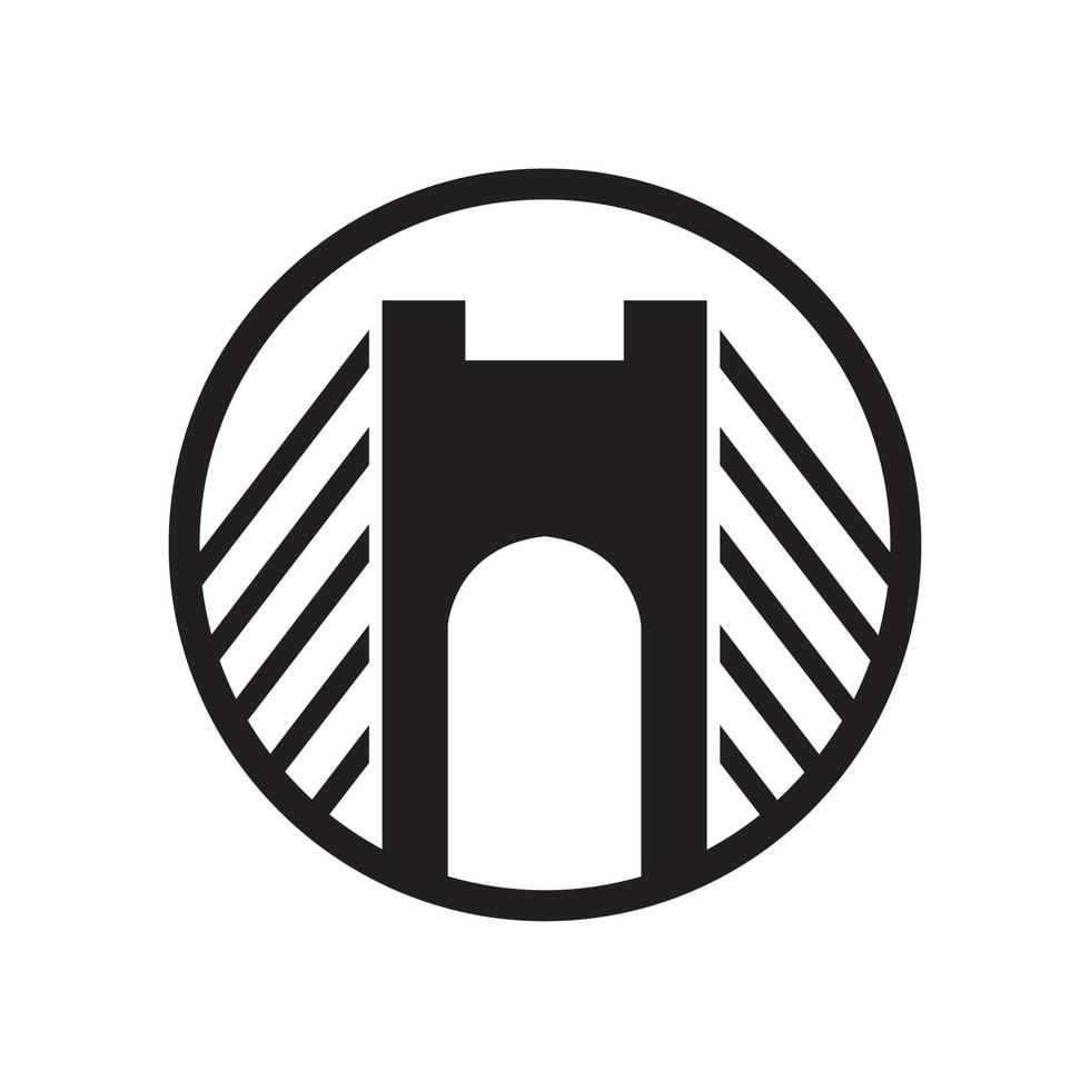 design de logotipo de ponte de arte de linha minimalista preto ícone símbolo ilustração design vetorial vetor