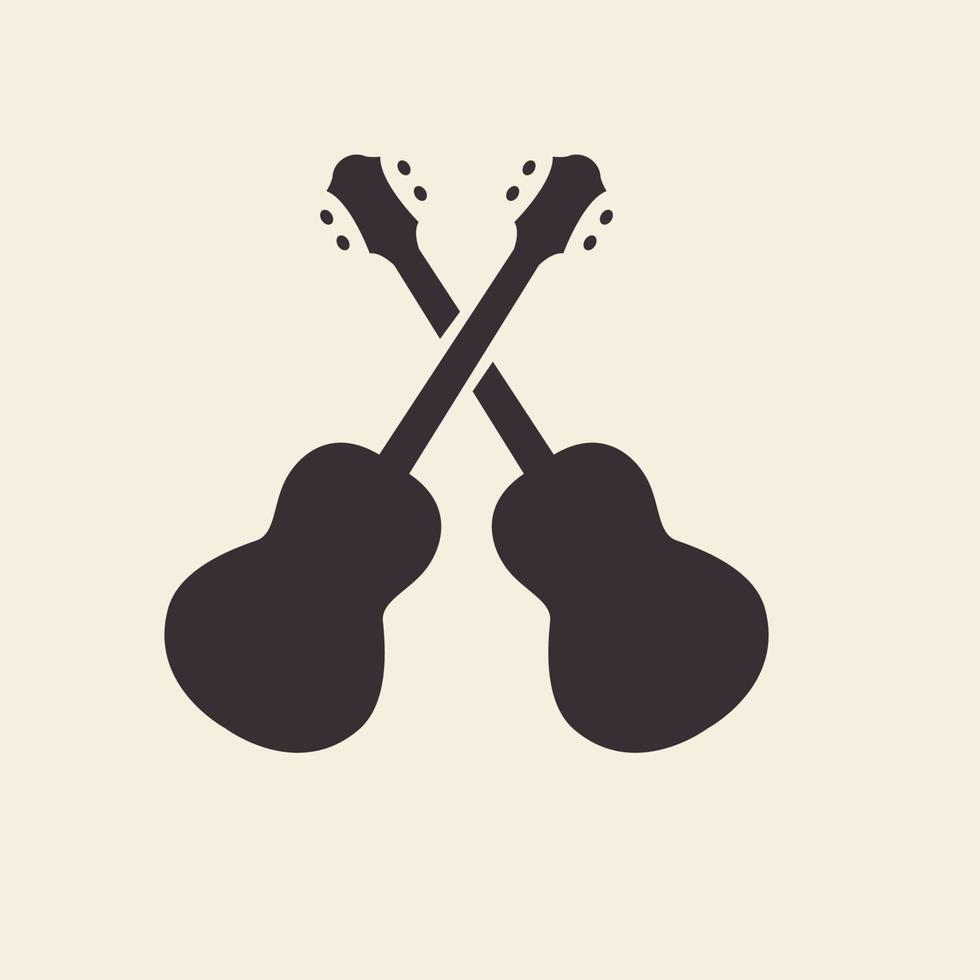 guitarra acústica música logotipo vetor ícone símbolo ilustração design