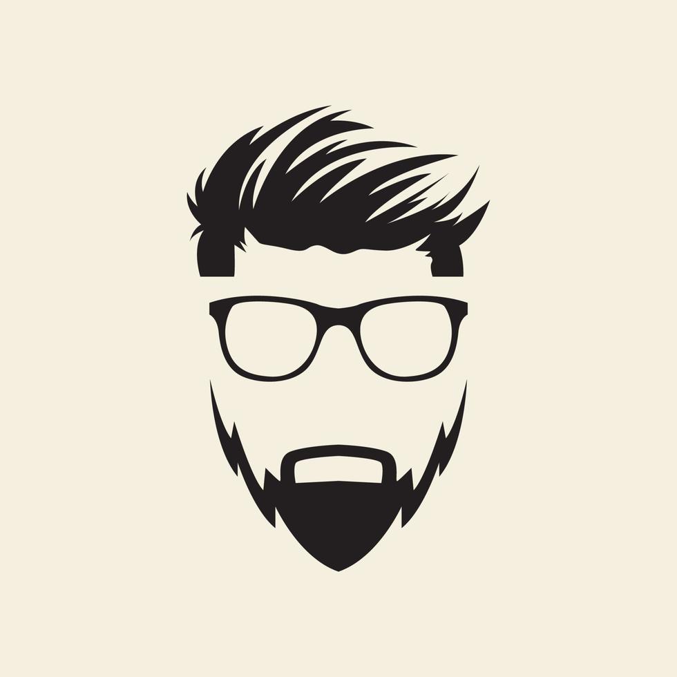 barbeiro loja de corte de cabelo cavalheiro hipster logotipo vetor ícone símbolo ilustração design minimalista