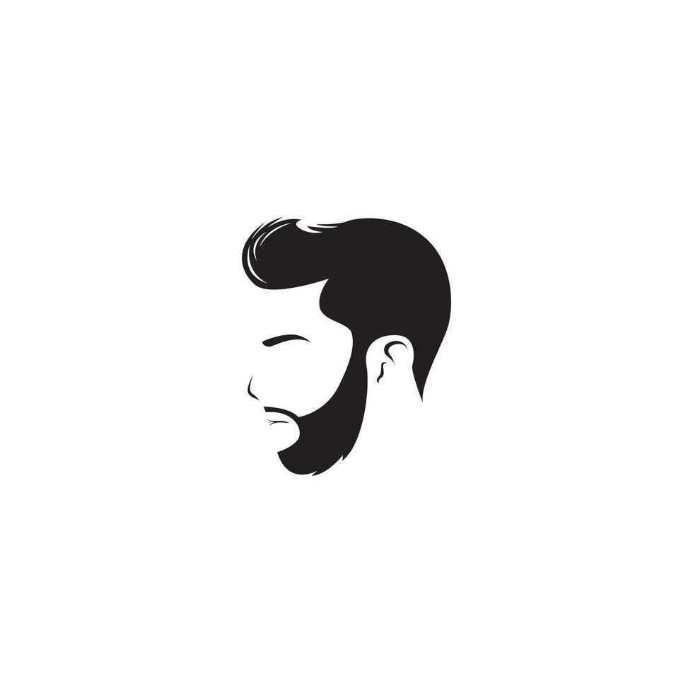 rosto de homem com cabelo e barba vista lateral logotipo vetor ícone símbolo ilustração design