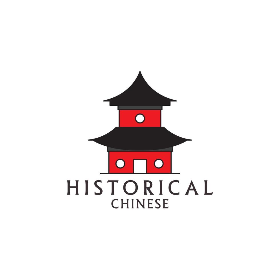 edifício histórico casa tradicional logotipo da china vetor ícone símbolo ilustração modelo de design