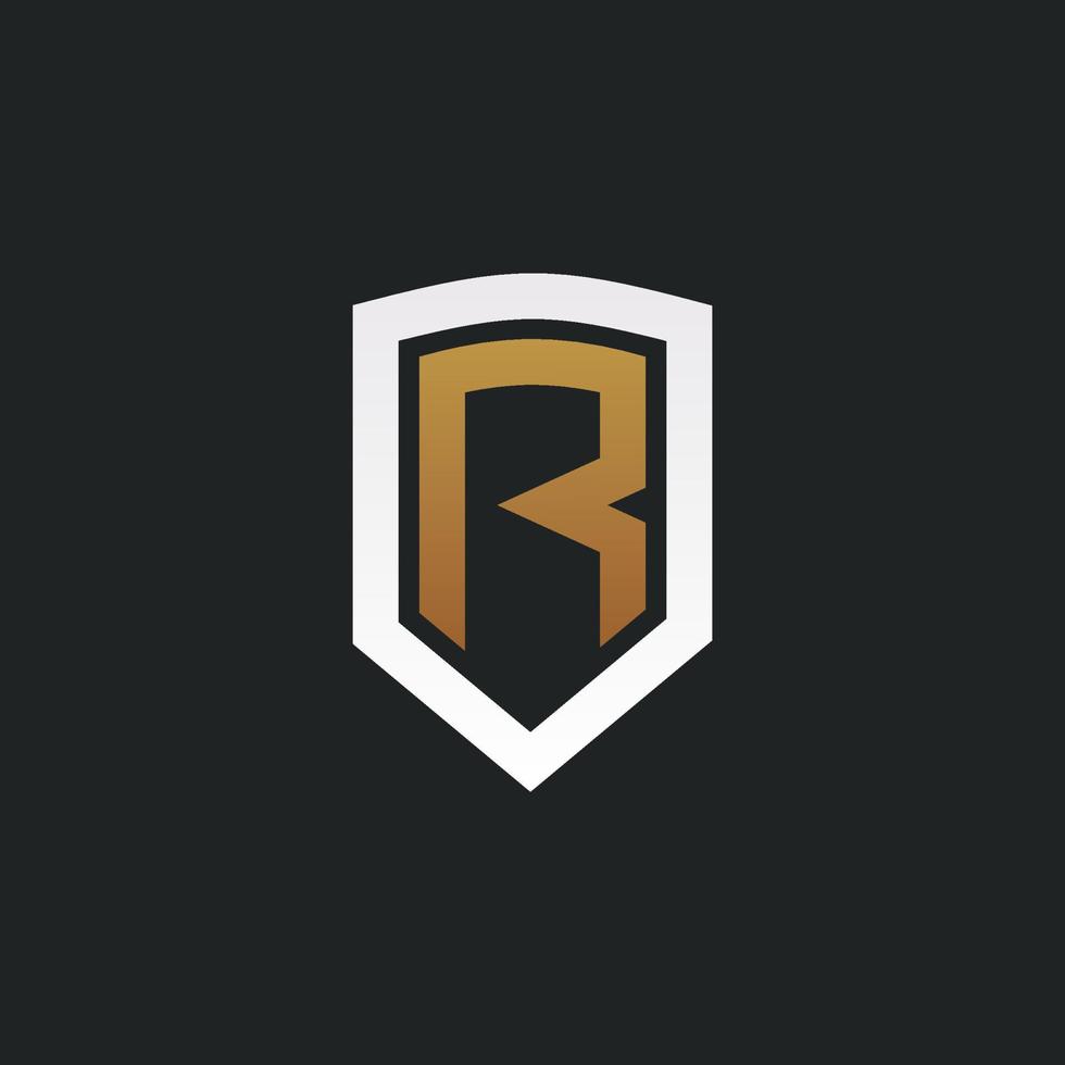 escudo letra r logo design ícone vector
