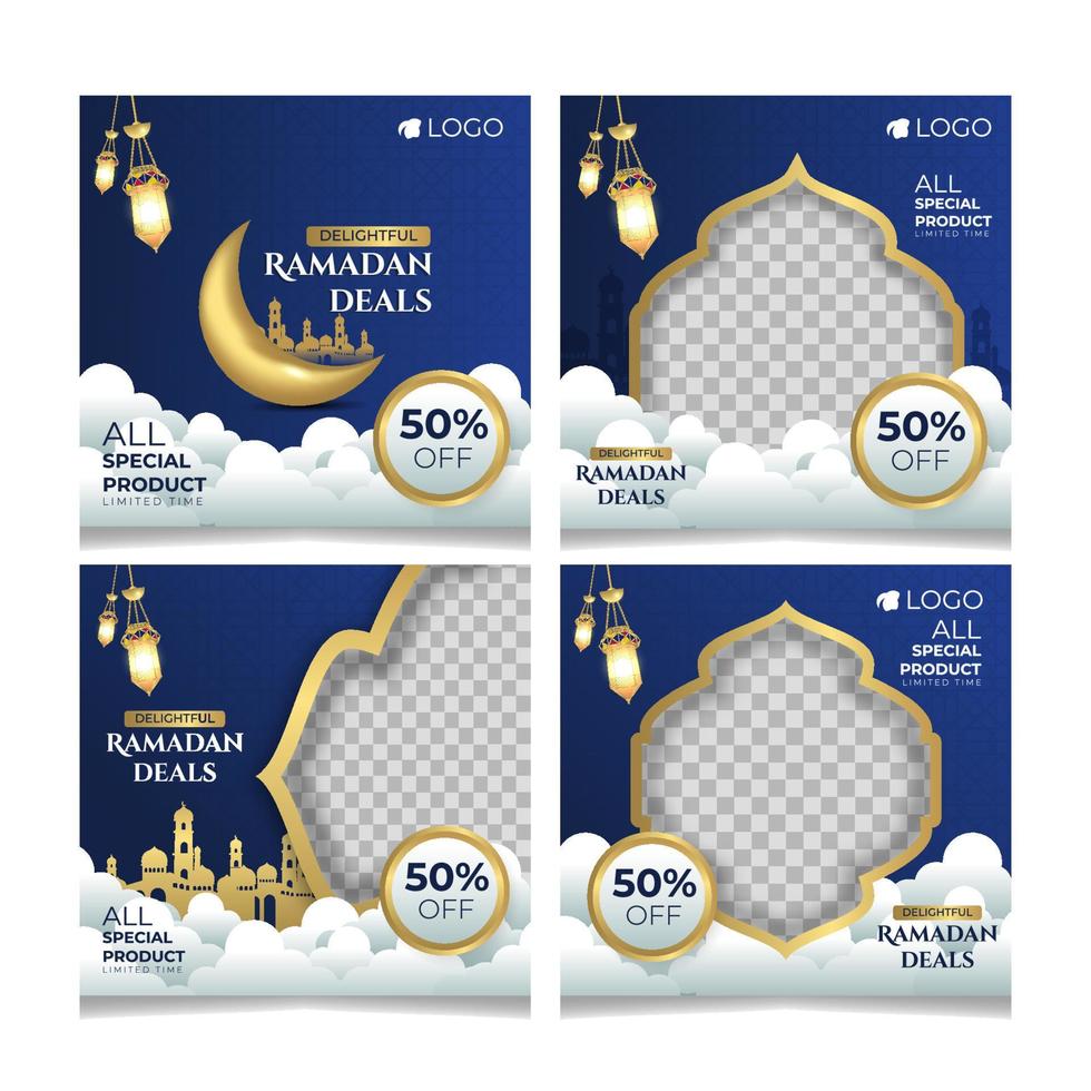 post de mídia social ou modelo de banner para promoção de venda do ramadã vetor