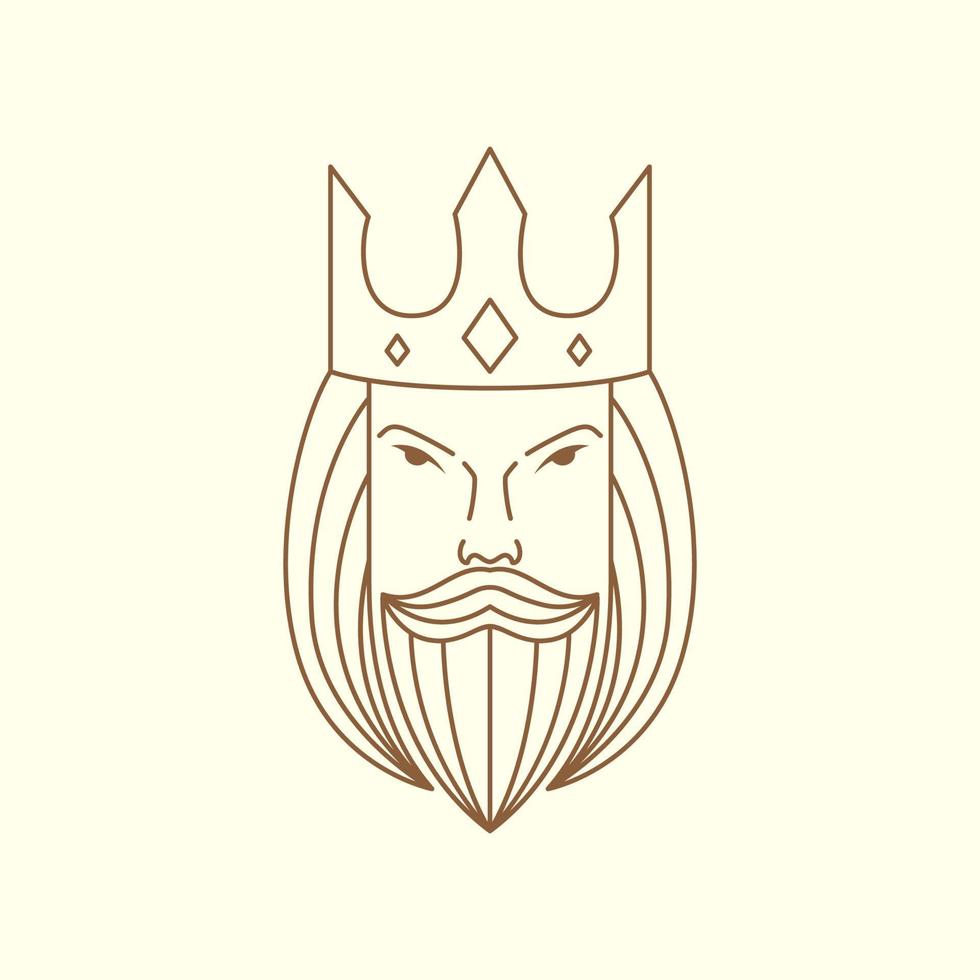 rosto velho rei com design de logotipo de barba, ilustração de ícone de símbolo gráfico vetorial ideia criativa vetor