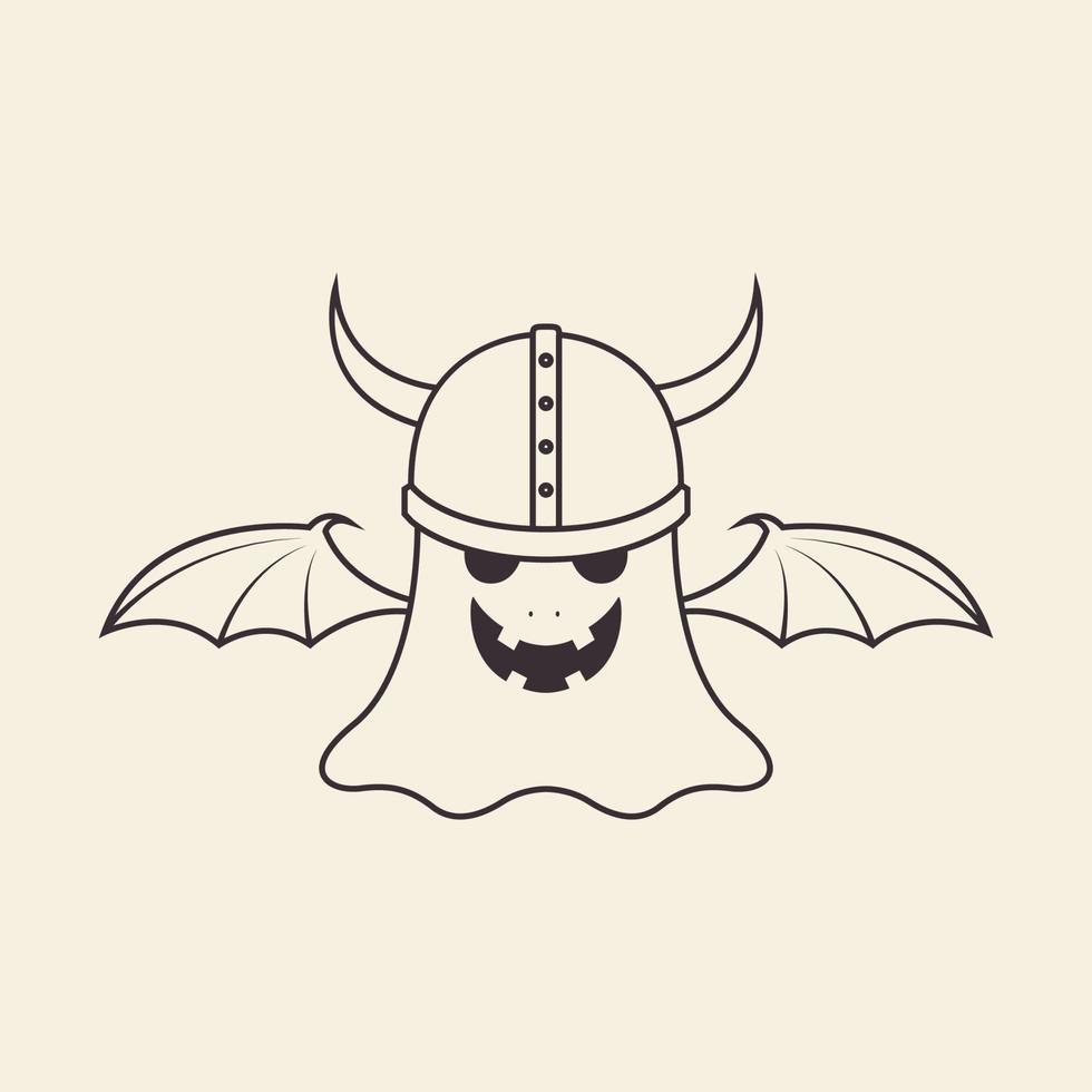 design de logotipo de desenho animado fantasma viking, ideia criativa de ilustração de ícone de símbolo gráfico vetorial vetor