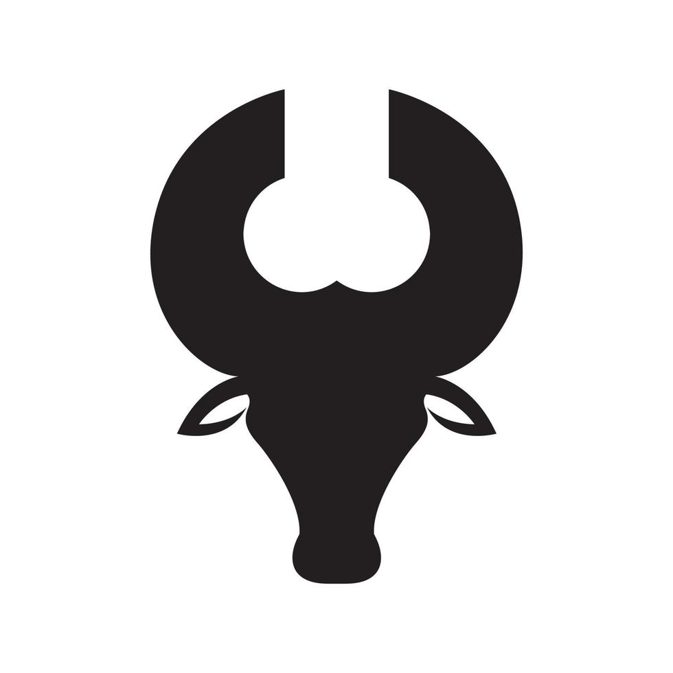 vaca cabeça com design de logotipo de osso de chifre, ilustração de ícone de símbolo gráfico vetorial ideia criativa vetor