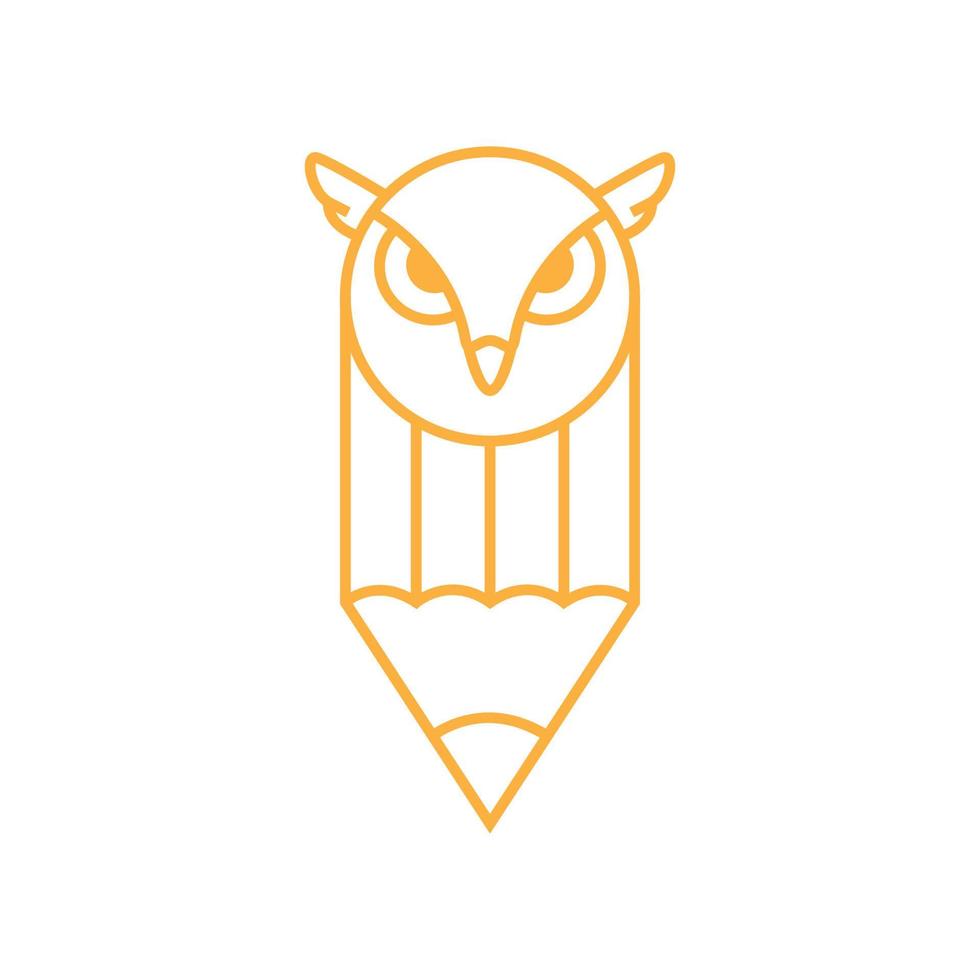 coruja minimalista de linha com design de logotipo de lápis, ideia criativa de ilustração de ícone de símbolo gráfico vetorial vetor