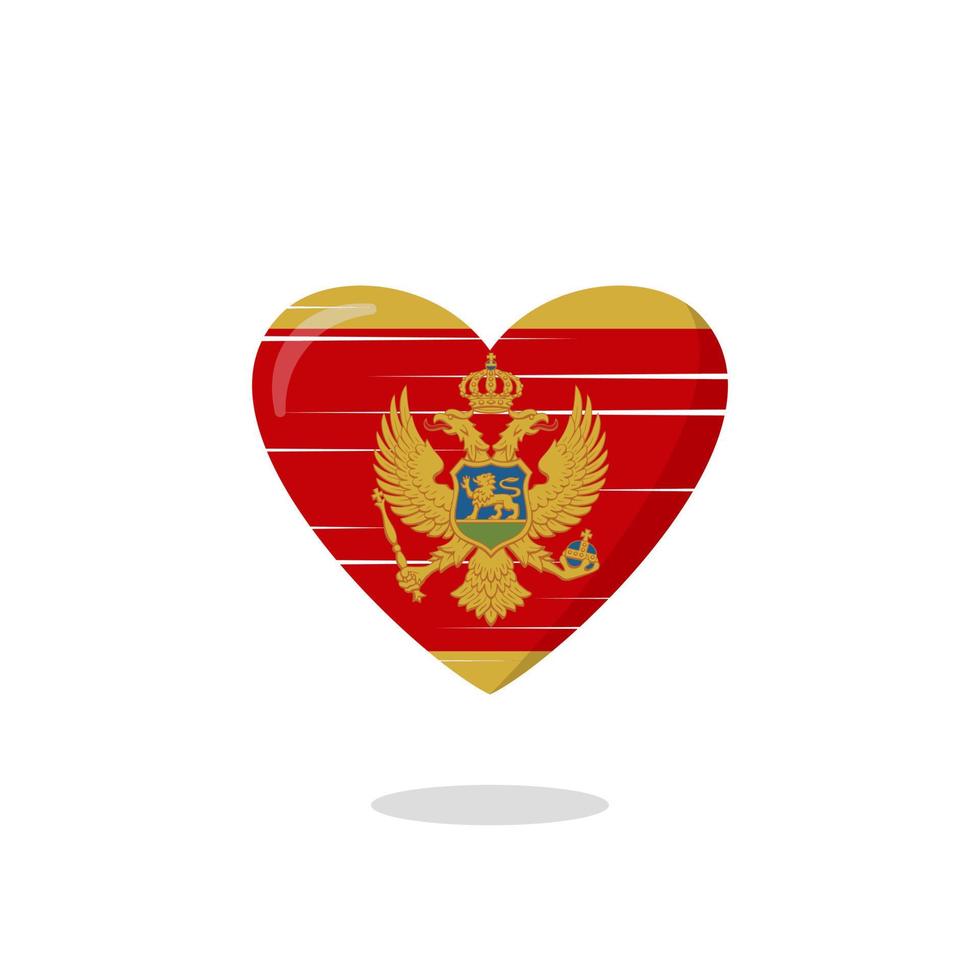 ilustração de amor em forma de bandeira de montenegro. ícone de amor de bandeira flutuante. conceito de nacionalidade. vetor