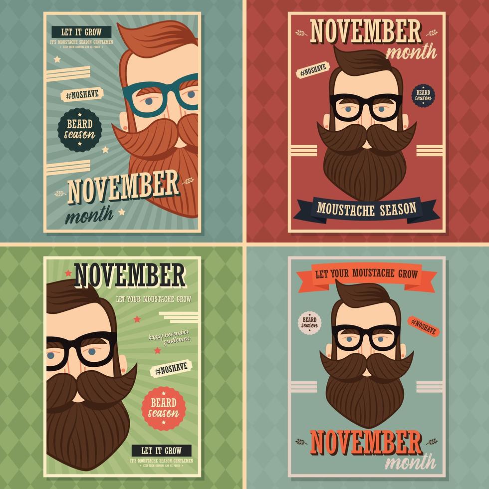 Design de cartaz de novembro sem barba vetor