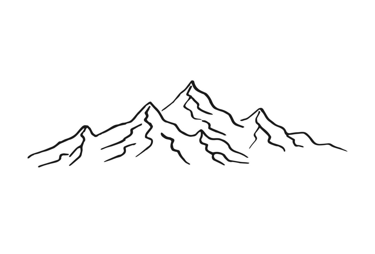 montanhas. picos rochosos desenhados à mão. ilustração vetorial. vetor