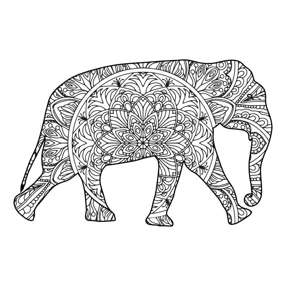 mandala elefante para colorir vetor