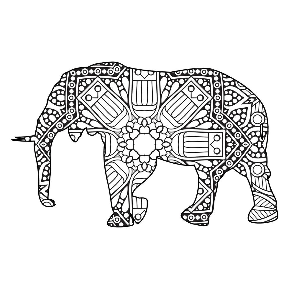 mandala elefante para colorir vetor