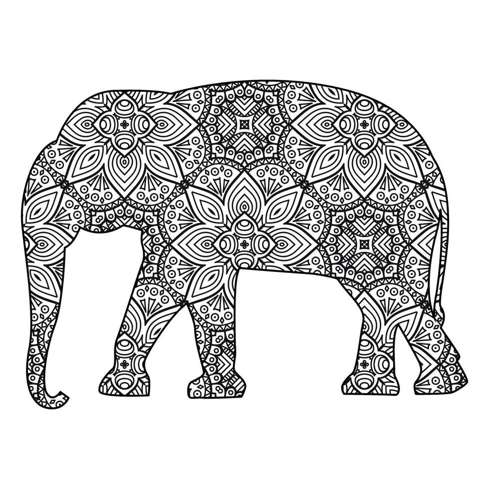 mandala elefante para colorir vetor