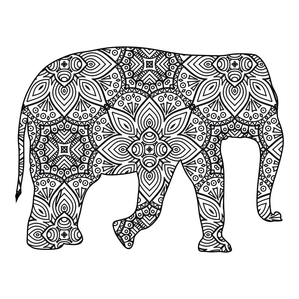 mandala elefante para colorir vetor
