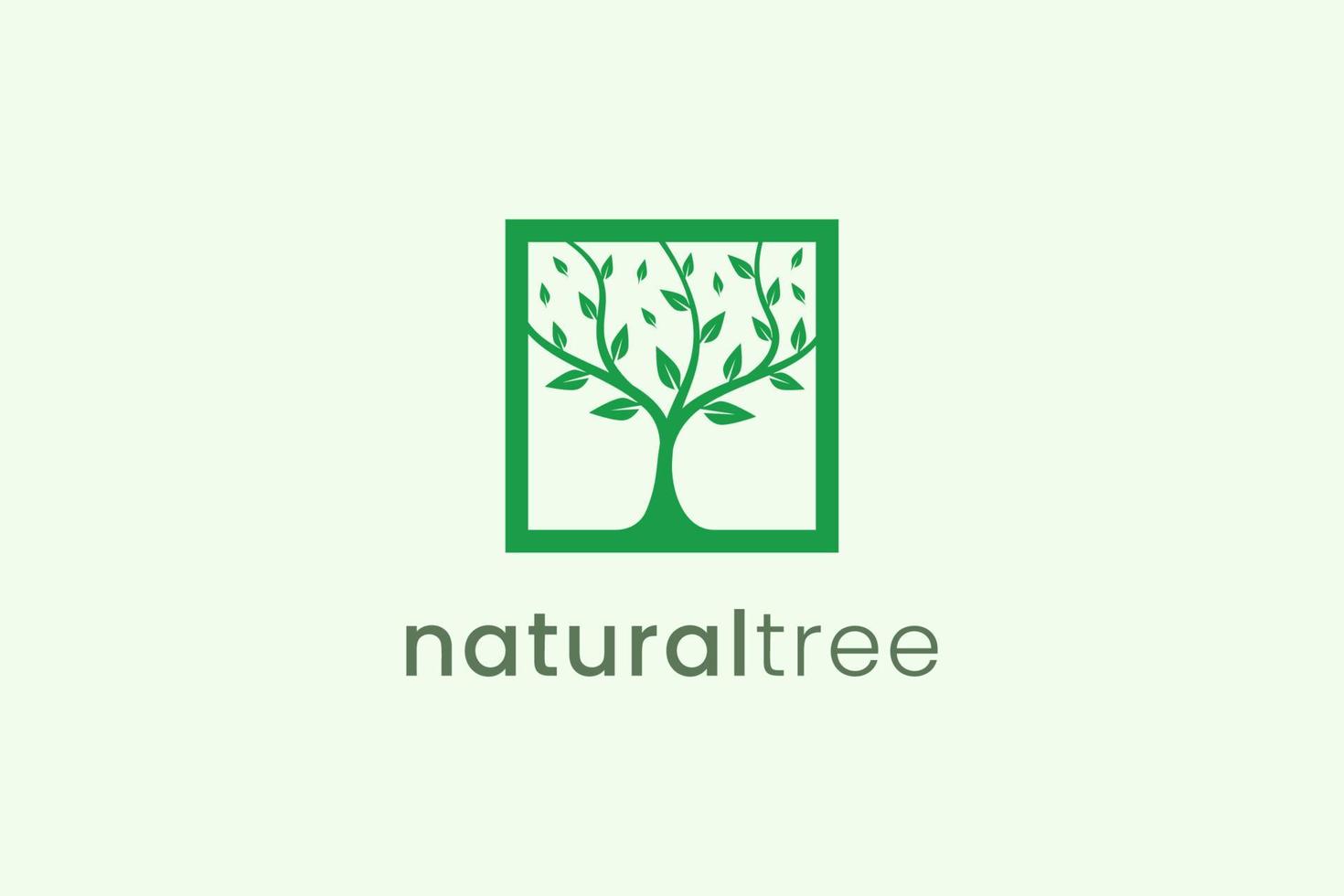 modelo de logotipo de árvore moderna simples em forma quadrada para negócios de natureza vetor